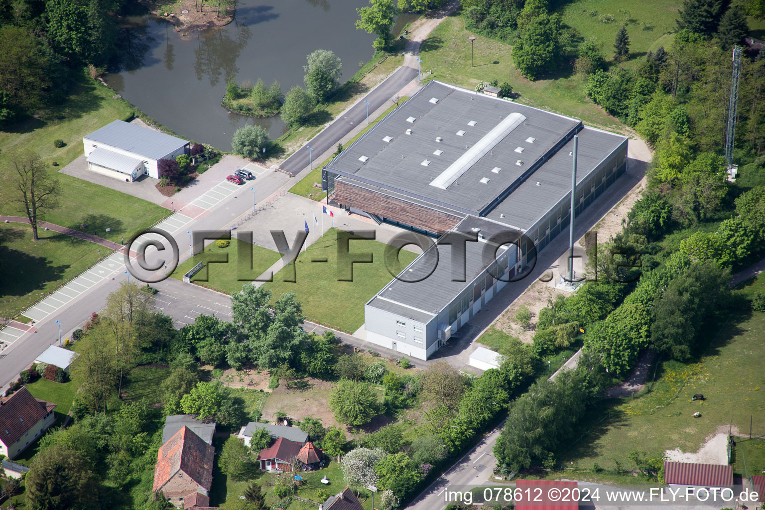 Aerial view of Border in Lauterbourg in the state Bas-Rhin, France