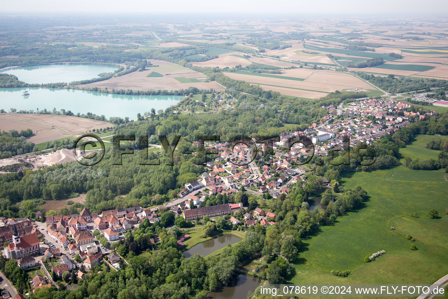 Aerial view of Lauterbourg in the state Bas-Rhin, France