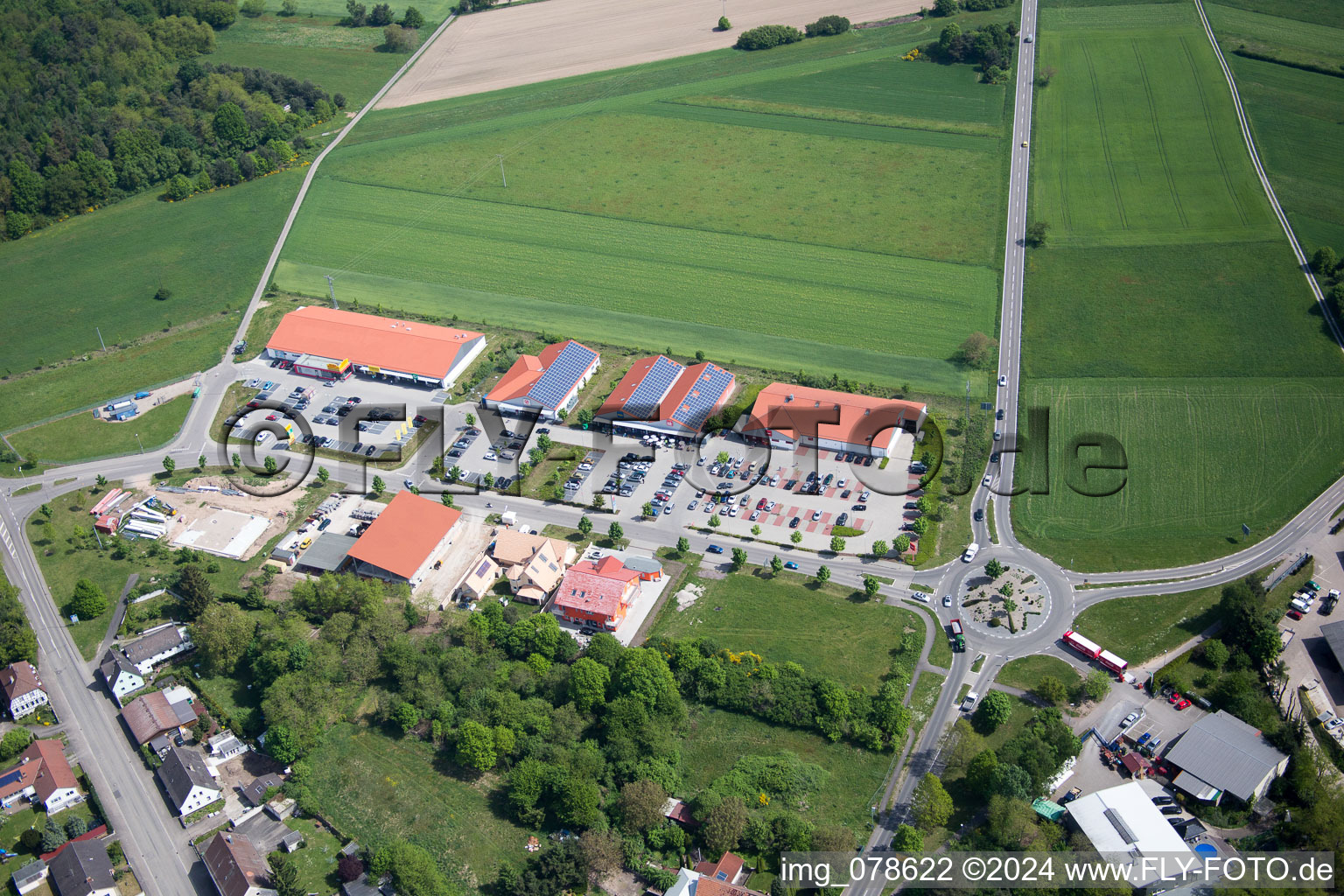 Oblique view of District Neulauterburg in Berg in the state Rhineland-Palatinate, Germany