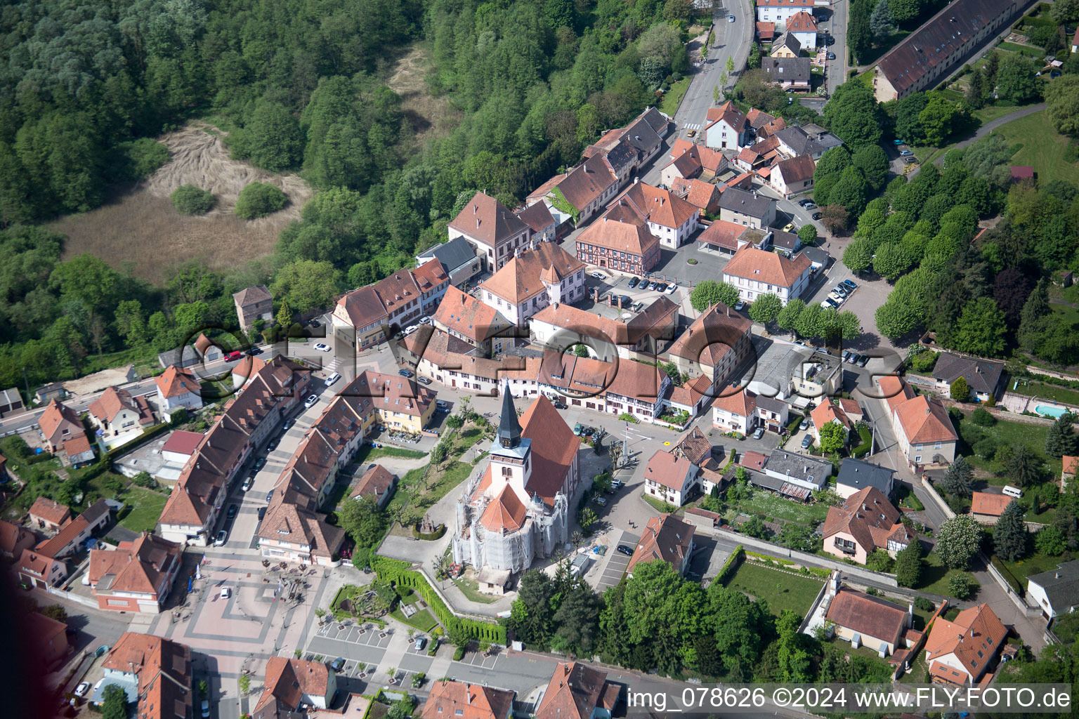 Aerial photograpy of Lauterbourg in the state Bas-Rhin, France