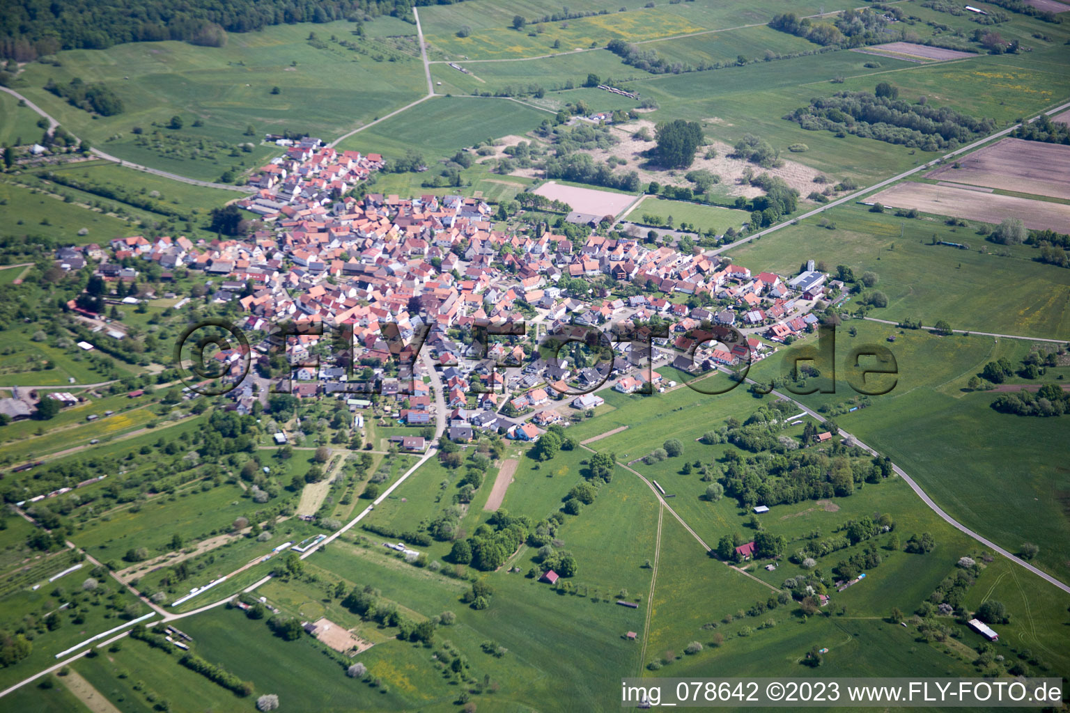 District Büchelberg in Wörth am Rhein in the state Rhineland-Palatinate, Germany out of the air