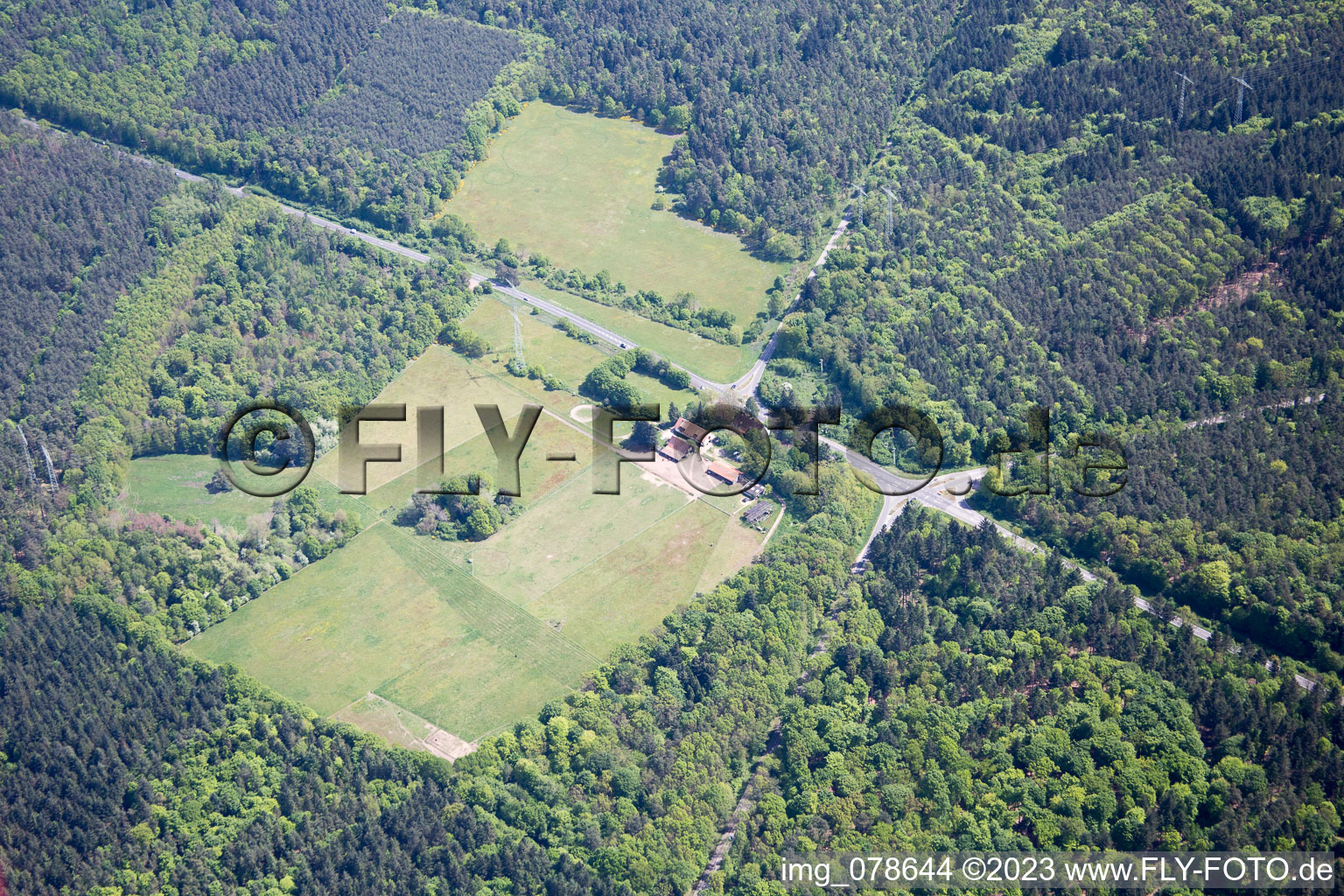 Aerial view of Langenberg in the state Rhineland-Palatinate, Germany