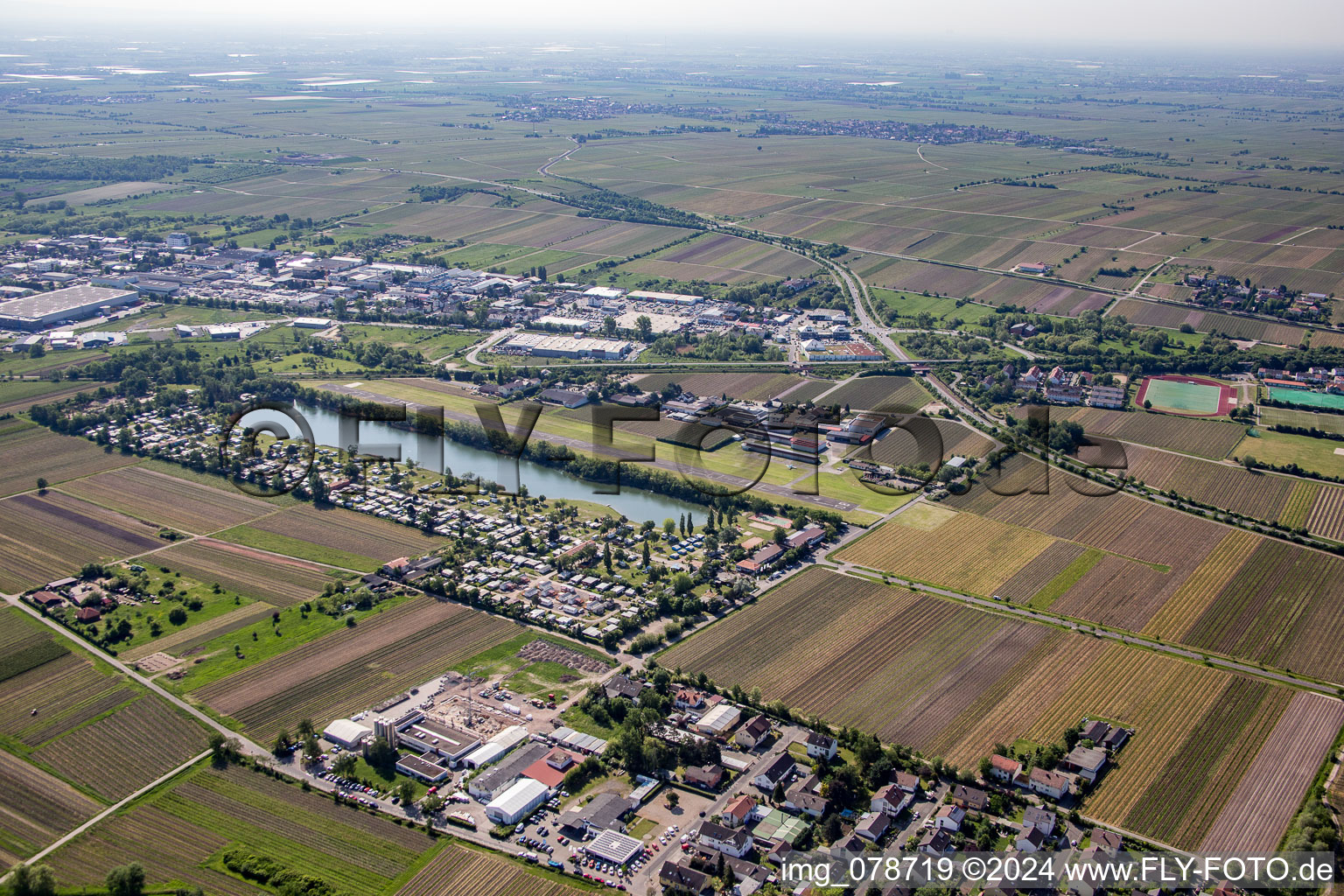 Camping Almensee at the airport in the district Ungstein in Bad Dürkheim in the state Rhineland-Palatinate, Germany