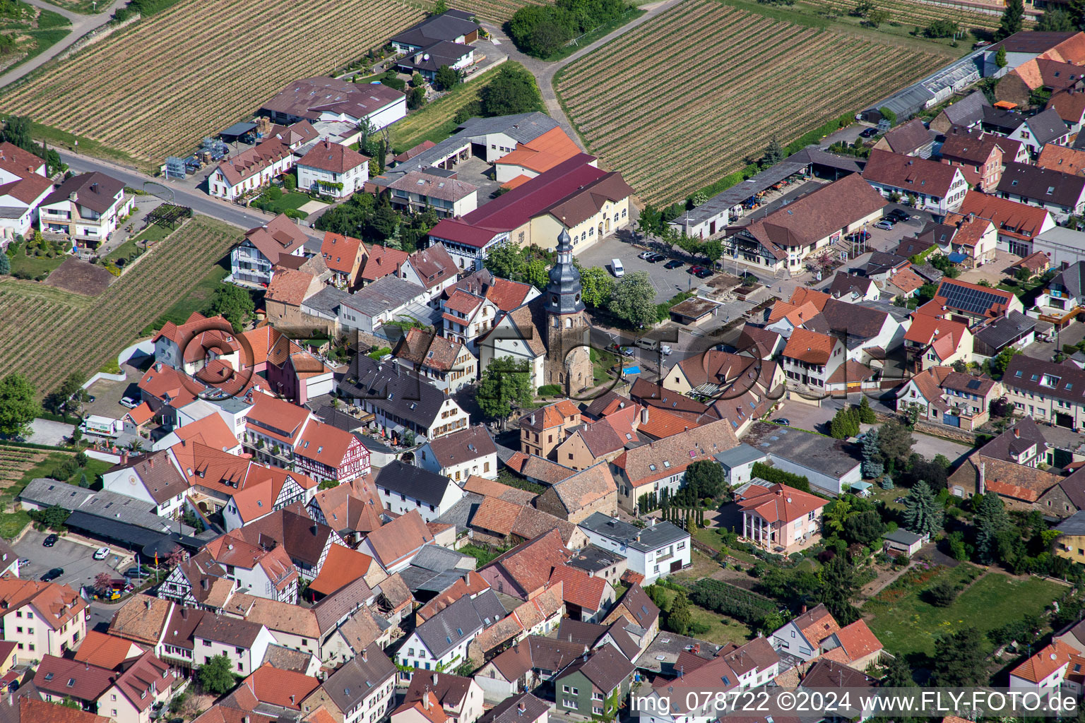 Church building in the village of in Kallstadt in the state Rhineland-Palatinate, Germany