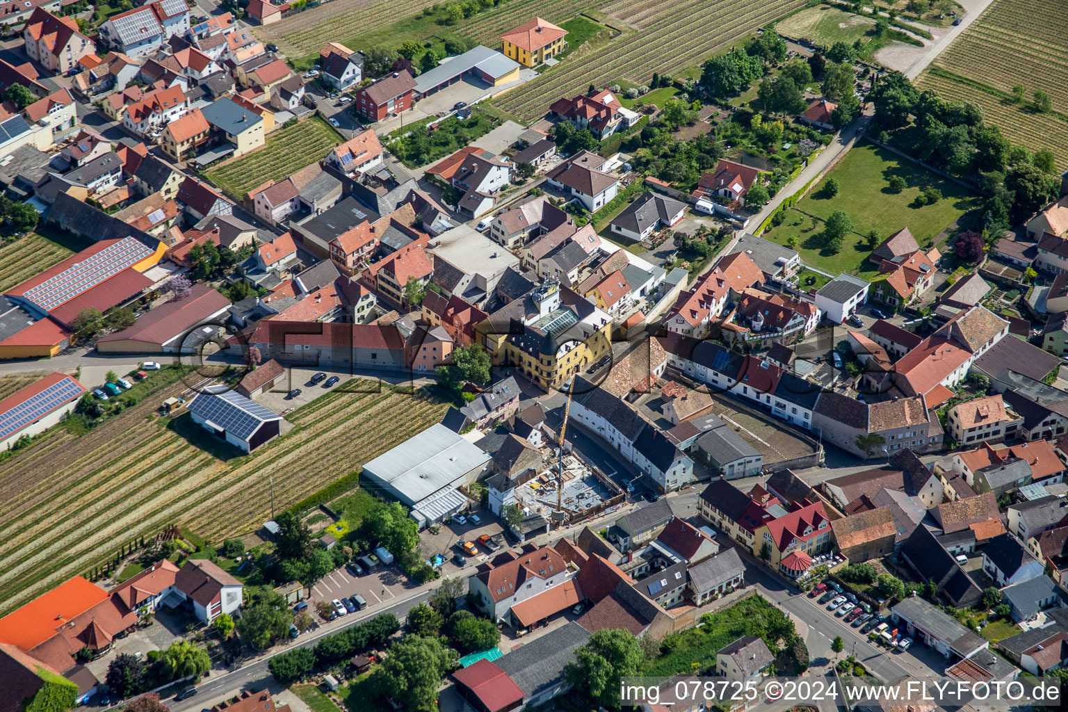 Aerial photograpy of District Herxheim in Herxheim am Berg in the state Rhineland-Palatinate, Germany