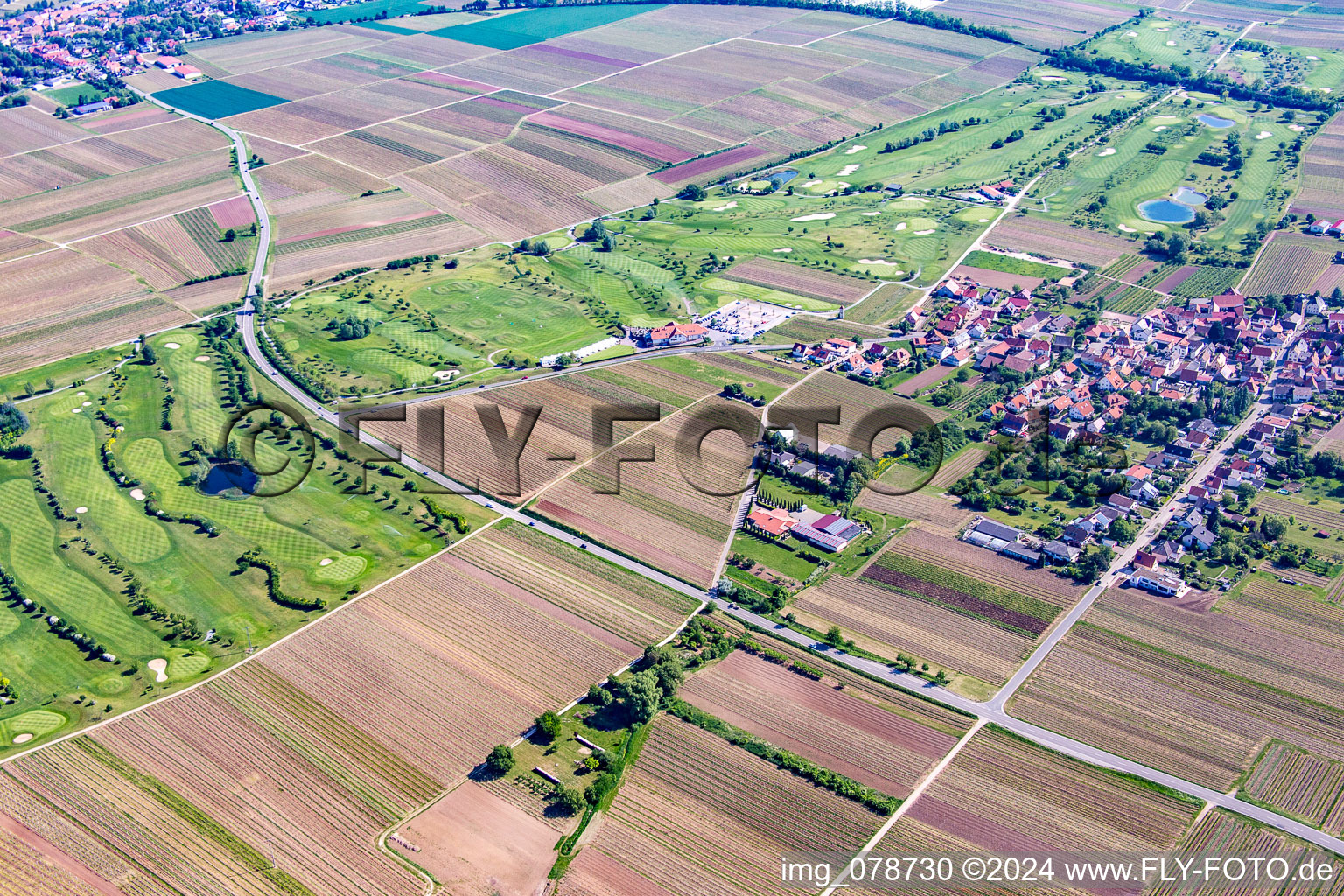 Aerial photograpy of Golf course in Dackenheim in the state Rhineland-Palatinate, Germany