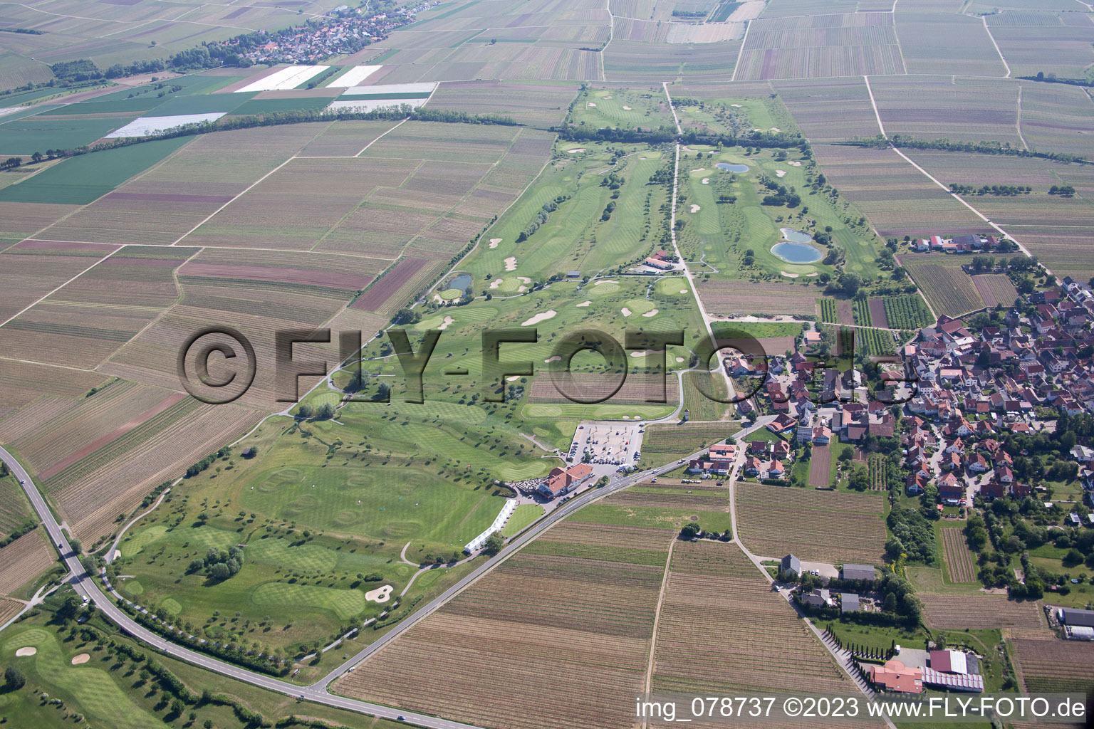 Golf course in Dackenheim in the state Rhineland-Palatinate, Germany out of the air
