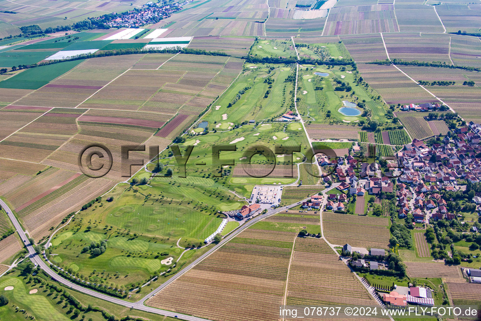 Golf course in Dackenheim in the state Rhineland-Palatinate, Germany out of the air