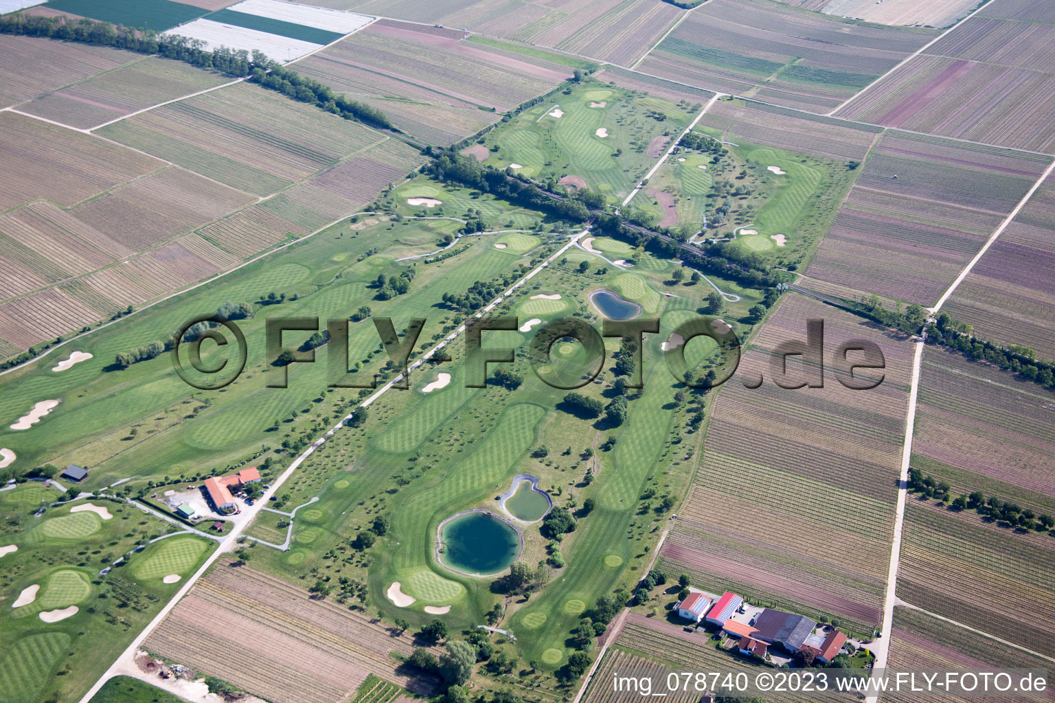 Bird's eye view of Golf course in Dackenheim in the state Rhineland-Palatinate, Germany