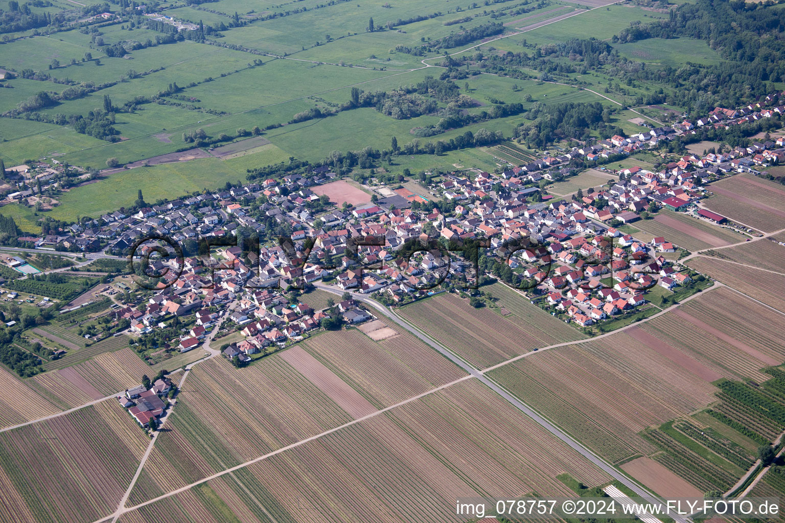 Aerial view of Erpolzheim in the state Rhineland-Palatinate, Germany