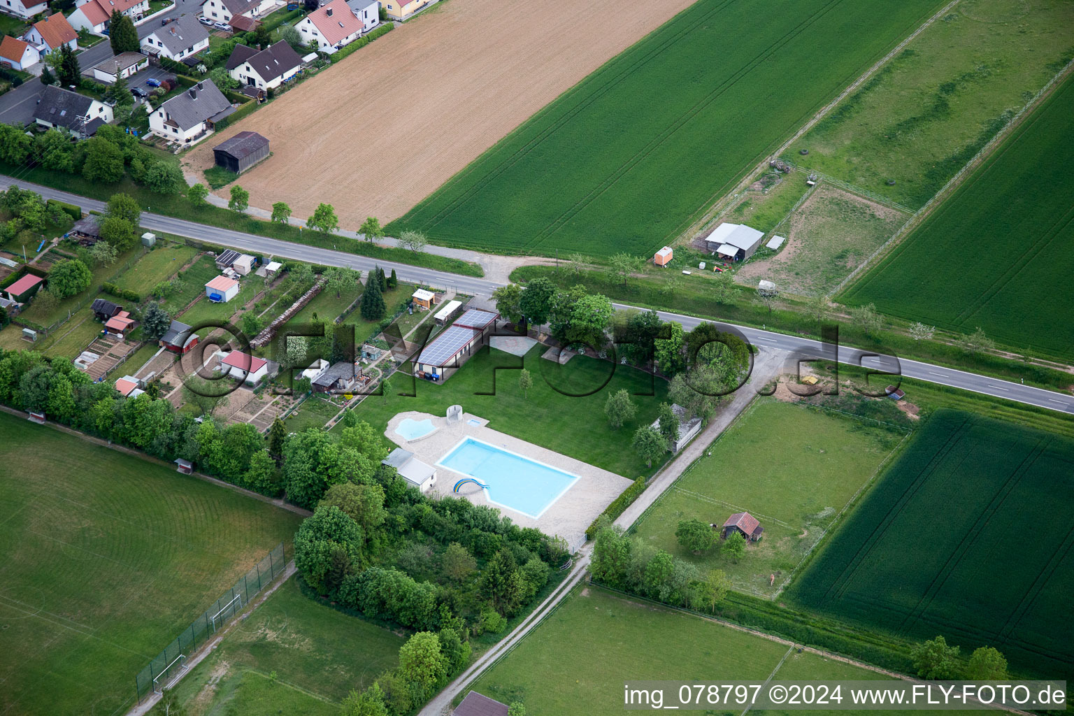 Aerial view of Schraudenbach in the state Bavaria, Germany