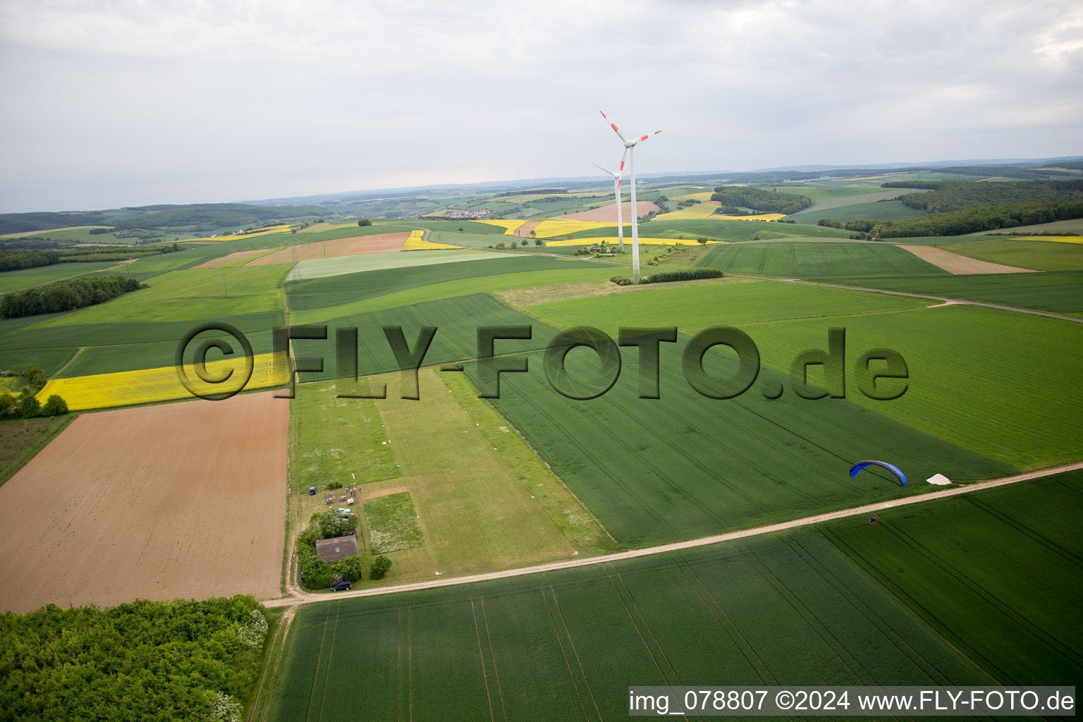 Aerial view of Gänheim in the state Bavaria, Germany