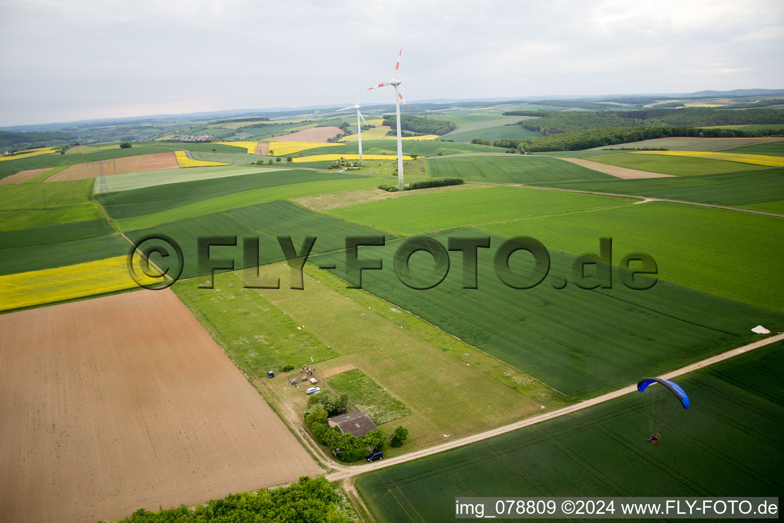 Oblique view of Gänheim in the state Bavaria, Germany