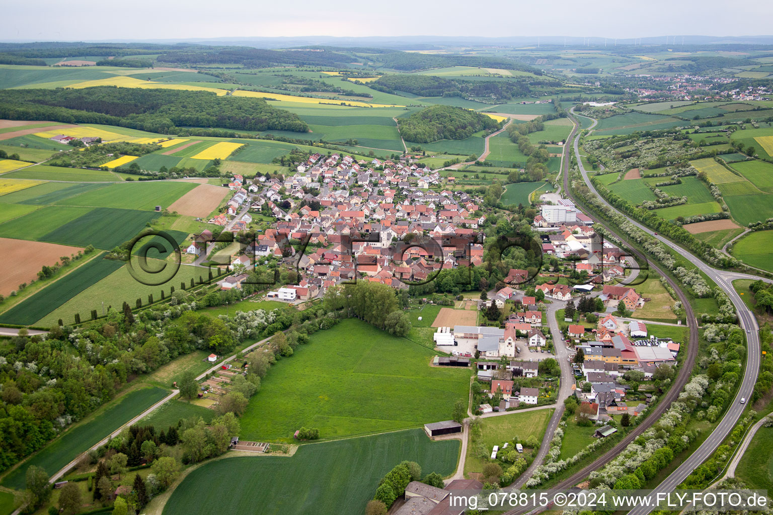 Gänheim in the state Bavaria, Germany seen from above