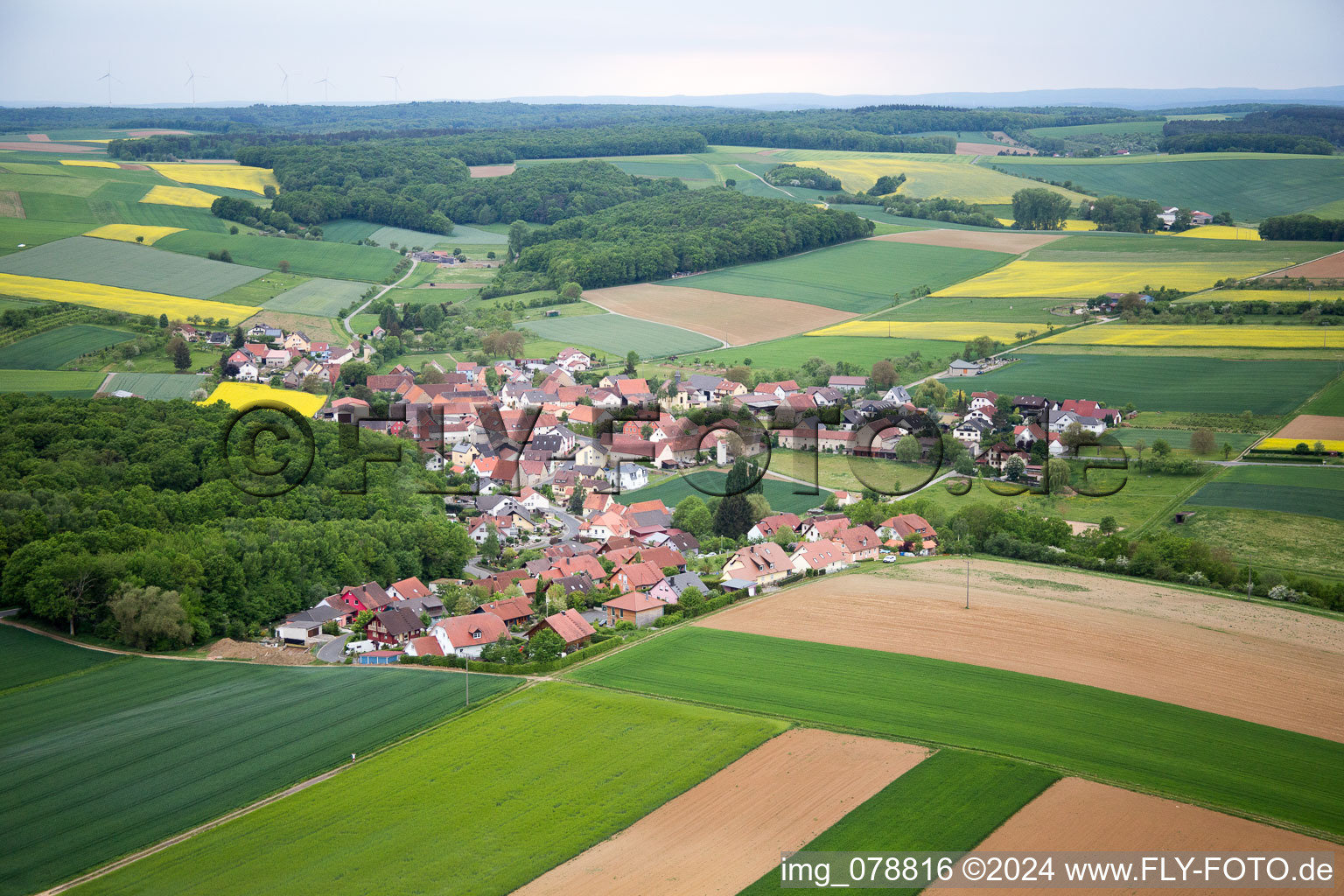 Town View of the streets and houses of the residential areas in the district Binsbach in Arnstein in the state Bavaria