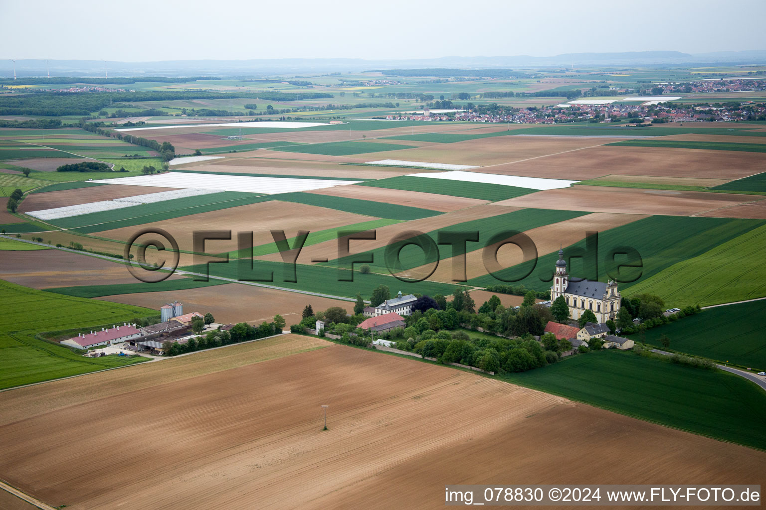 Aerial view of Hausen bei Würzburg in the state Bavaria, Germany