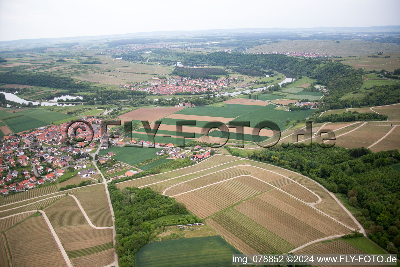 Aerial photograpy of District Untereisenheim in Eisenheim in the state Bavaria, Germany