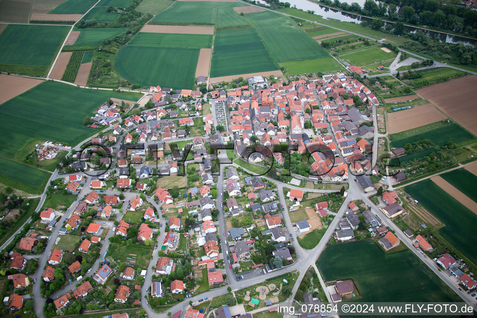 Oblique view of District Untereisenheim in Eisenheim in the state Bavaria, Germany