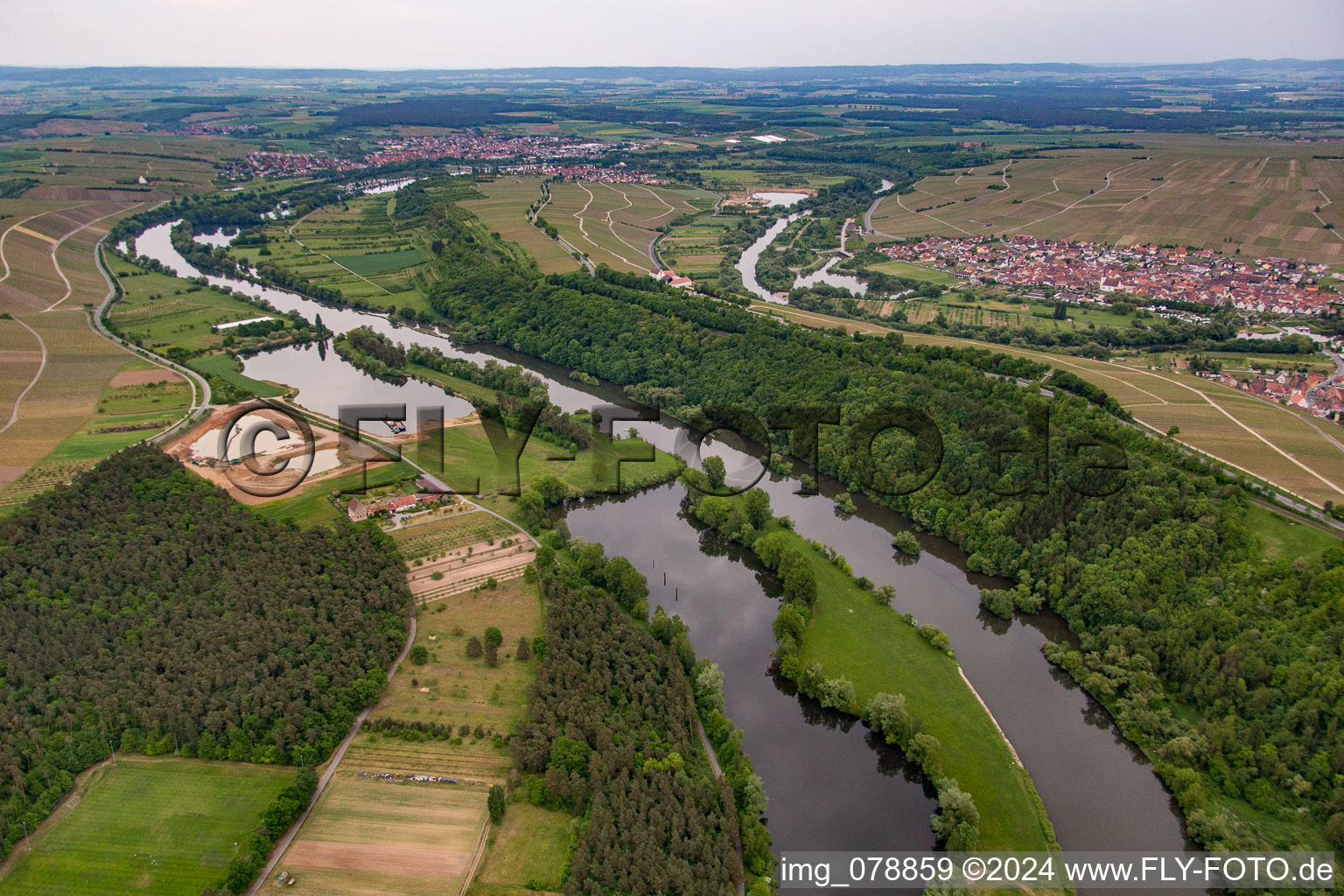 Aerial view of Fahr in the state Bavaria, Germany