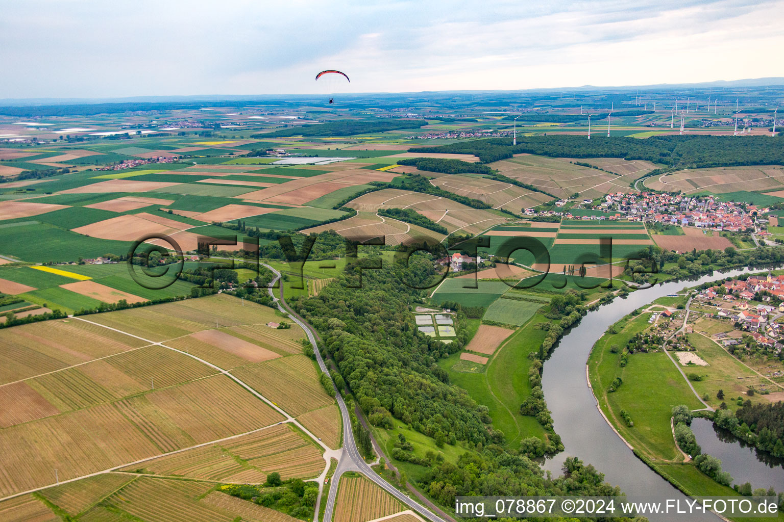 Above the Bocksbeutel on the Main river in the district Untereisenheim in Eisenheim in the state Bavaria, Germany