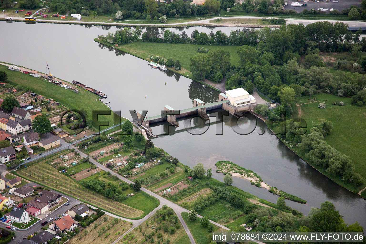 Aerial view of Astheim in the state Bavaria, Germany