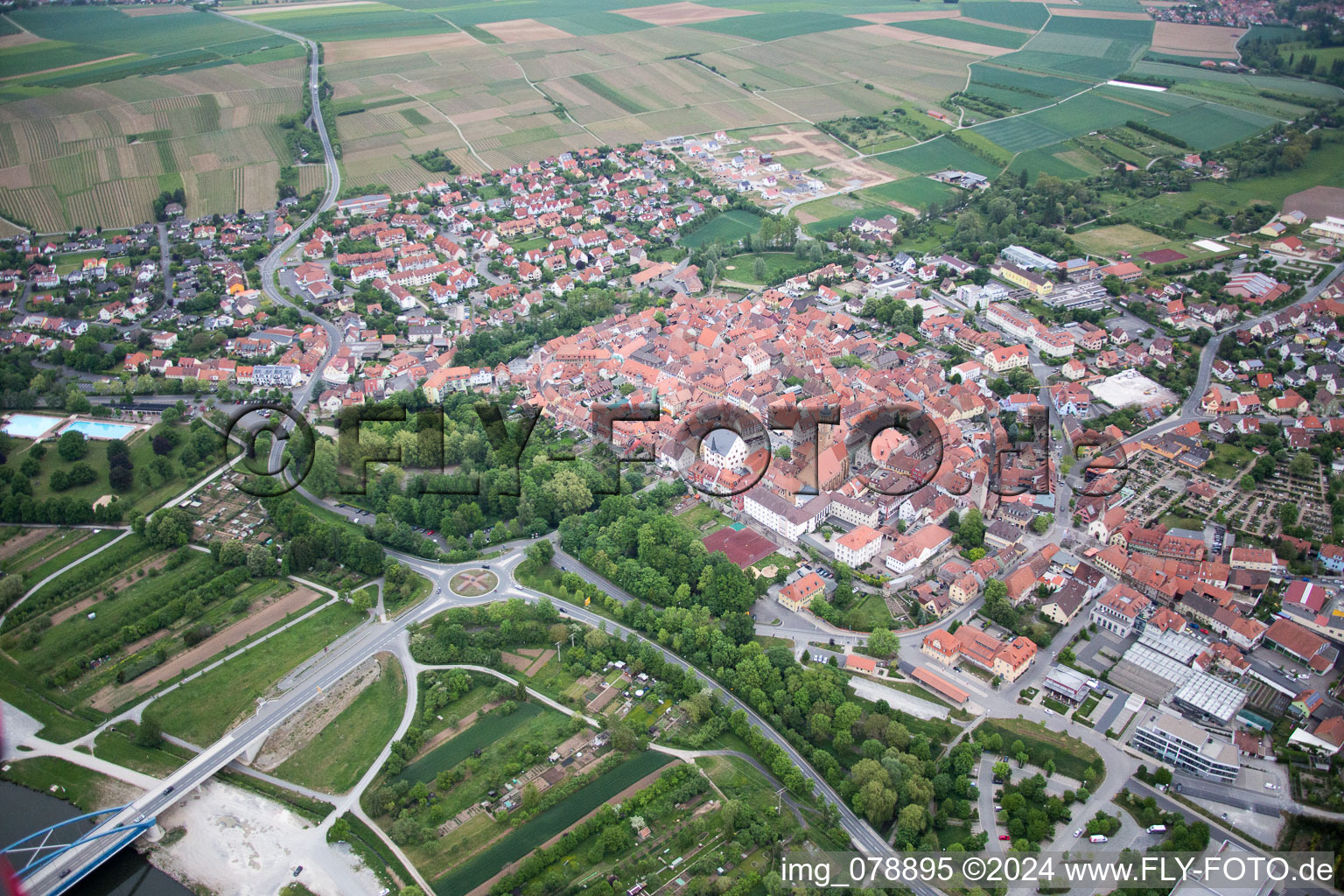 Volkach in the state Bavaria, Germany out of the air