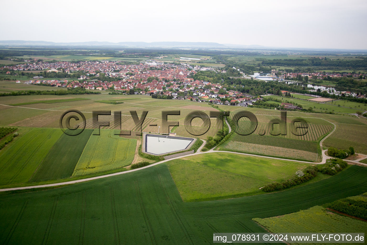 Drone image of Volkach in the state Bavaria, Germany