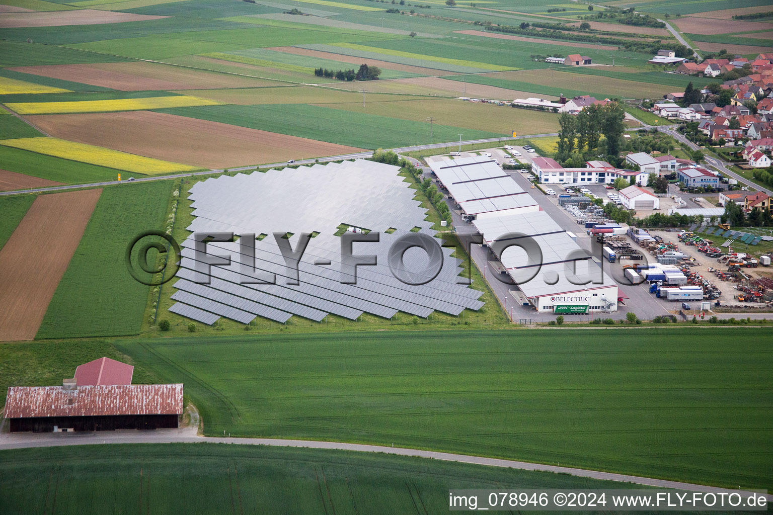 Oblique view of Kolitzheim in the state Bavaria, Germany