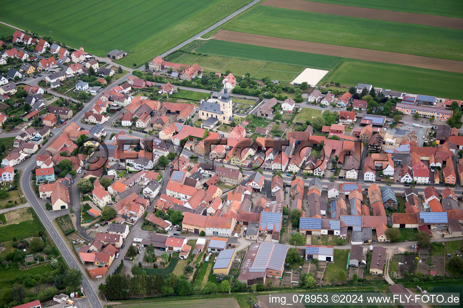 Village view in the district Herlheim in Kolitzheim in the state Bavaria, Germany