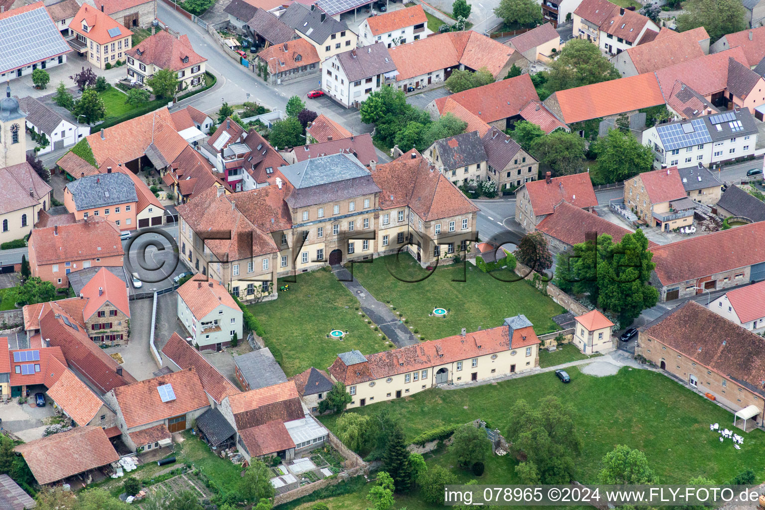 Palace of castle and Restaurant Sulzheim in Sulzheim in the state Bavaria, Germany