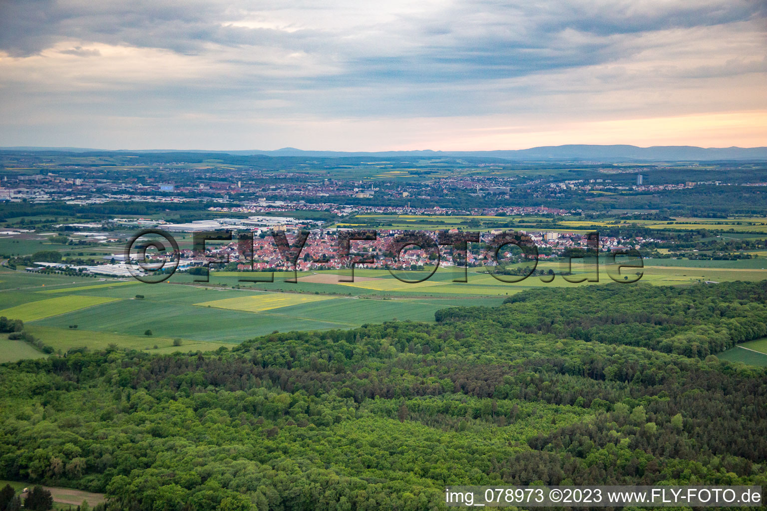 From the southeast in Gochsheim in the state Bavaria, Germany