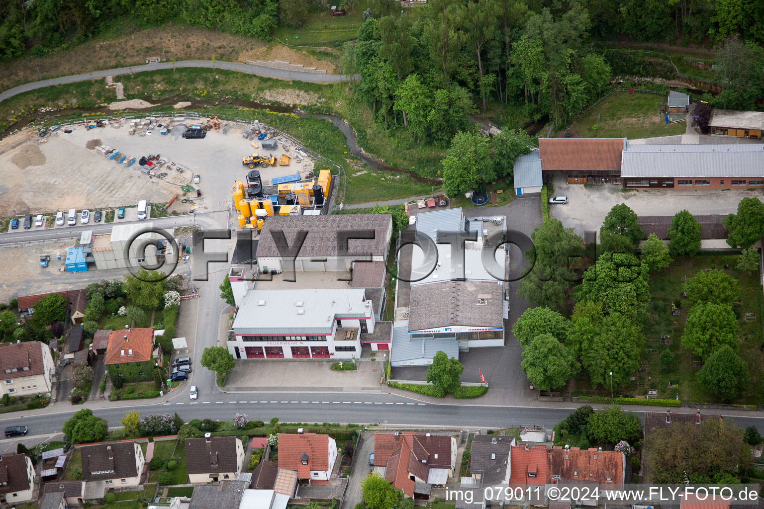 Schonungen in the state Bavaria, Germany seen from above