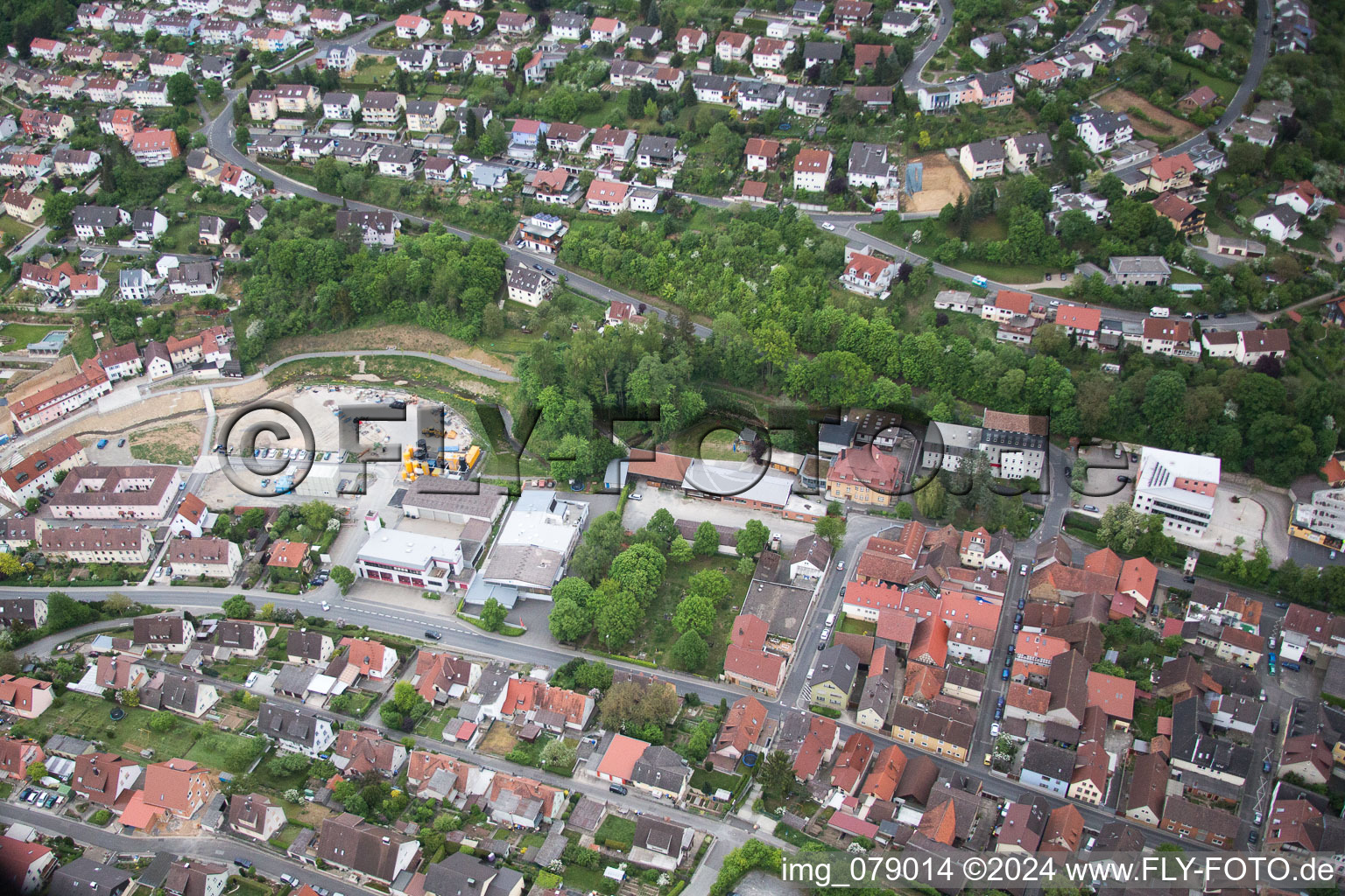 Schonungen in the state Bavaria, Germany from the plane