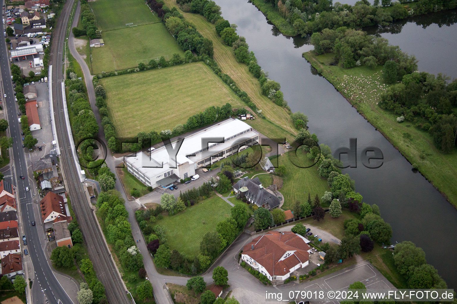 Drone recording of Schonungen in the state Bavaria, Germany