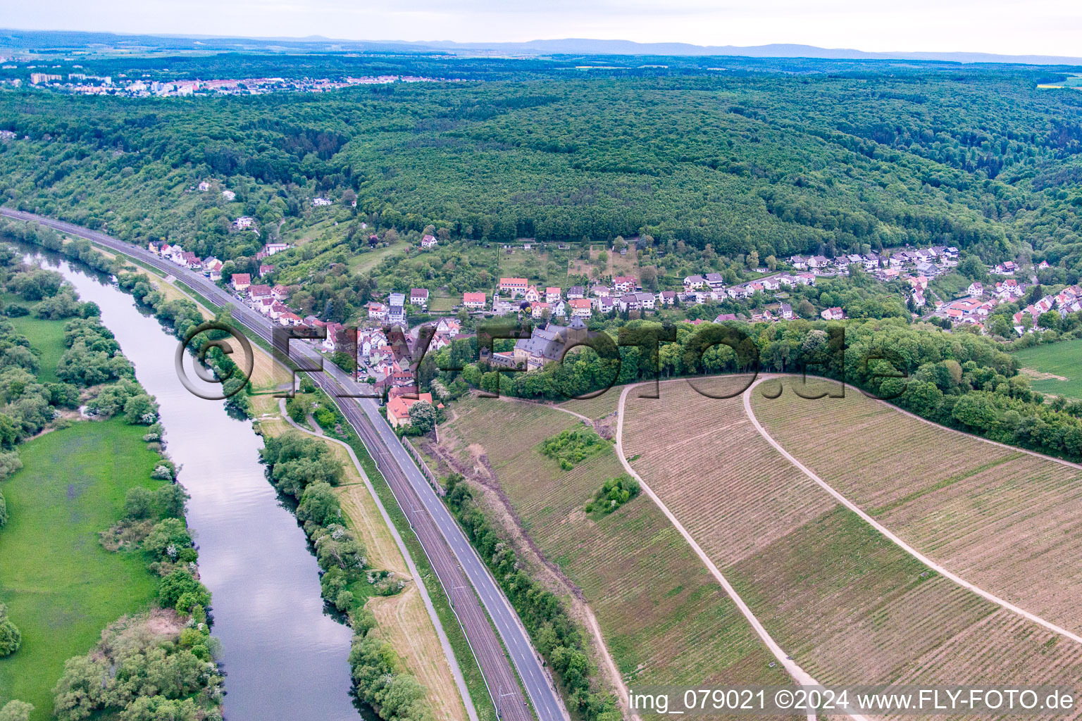 Aerial view of District Mainberg in Schonungen in the state Bavaria, Germany