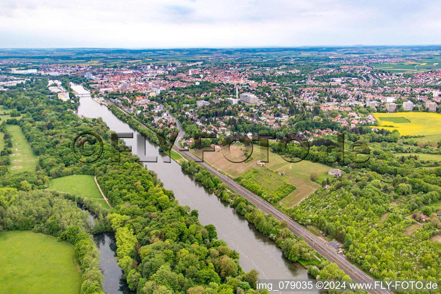 Mainleite and Beerhüterturm in Schweinfurt in the state Bavaria, Germany