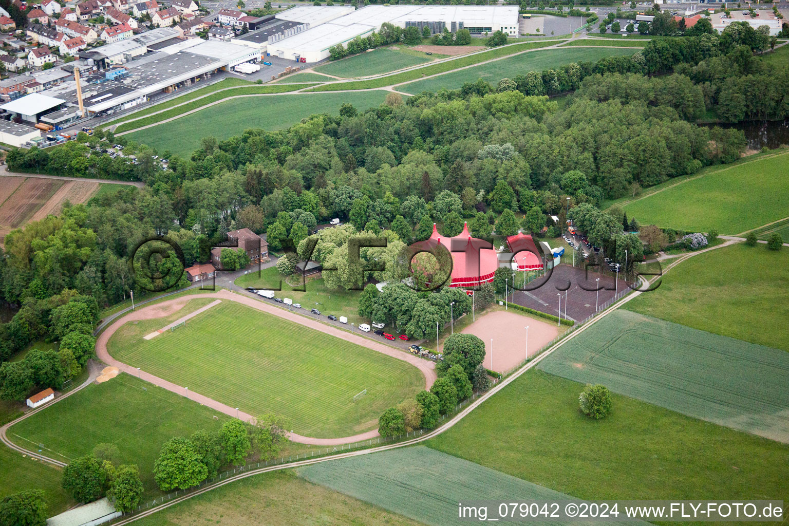 Aerial view of Sennfeld in the state Bavaria, Germany