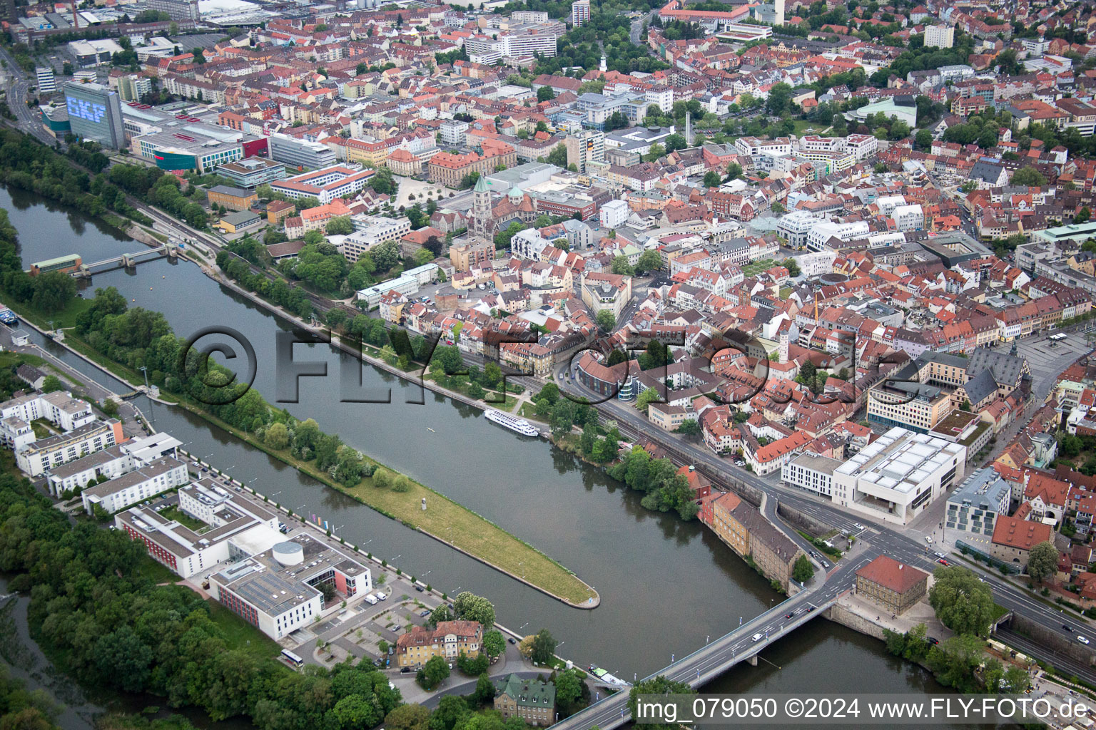 Schweinfurt in the state Bavaria, Germany from the plane