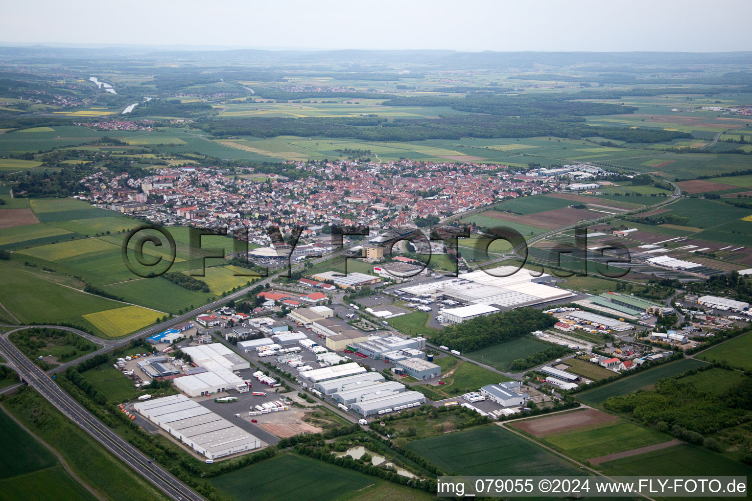 Aerial photograpy of Industrial area in Schweinfurt in the state Bavaria, Germany