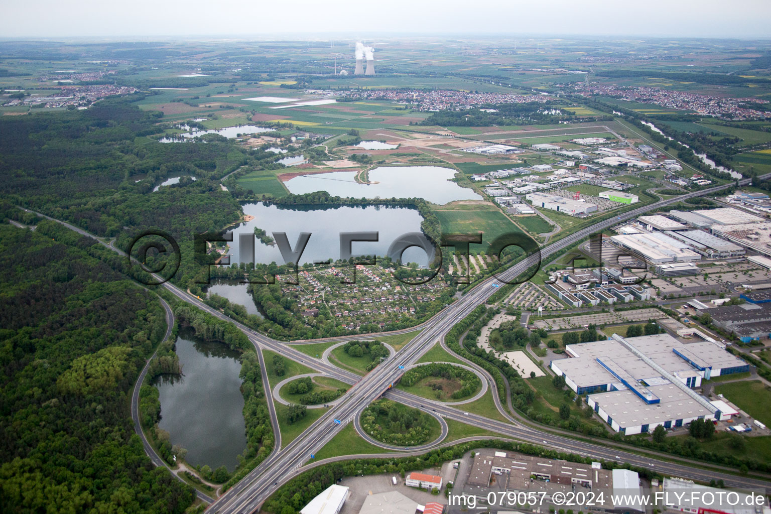 Oblique view of Industrial area in Schweinfurt in the state Bavaria, Germany