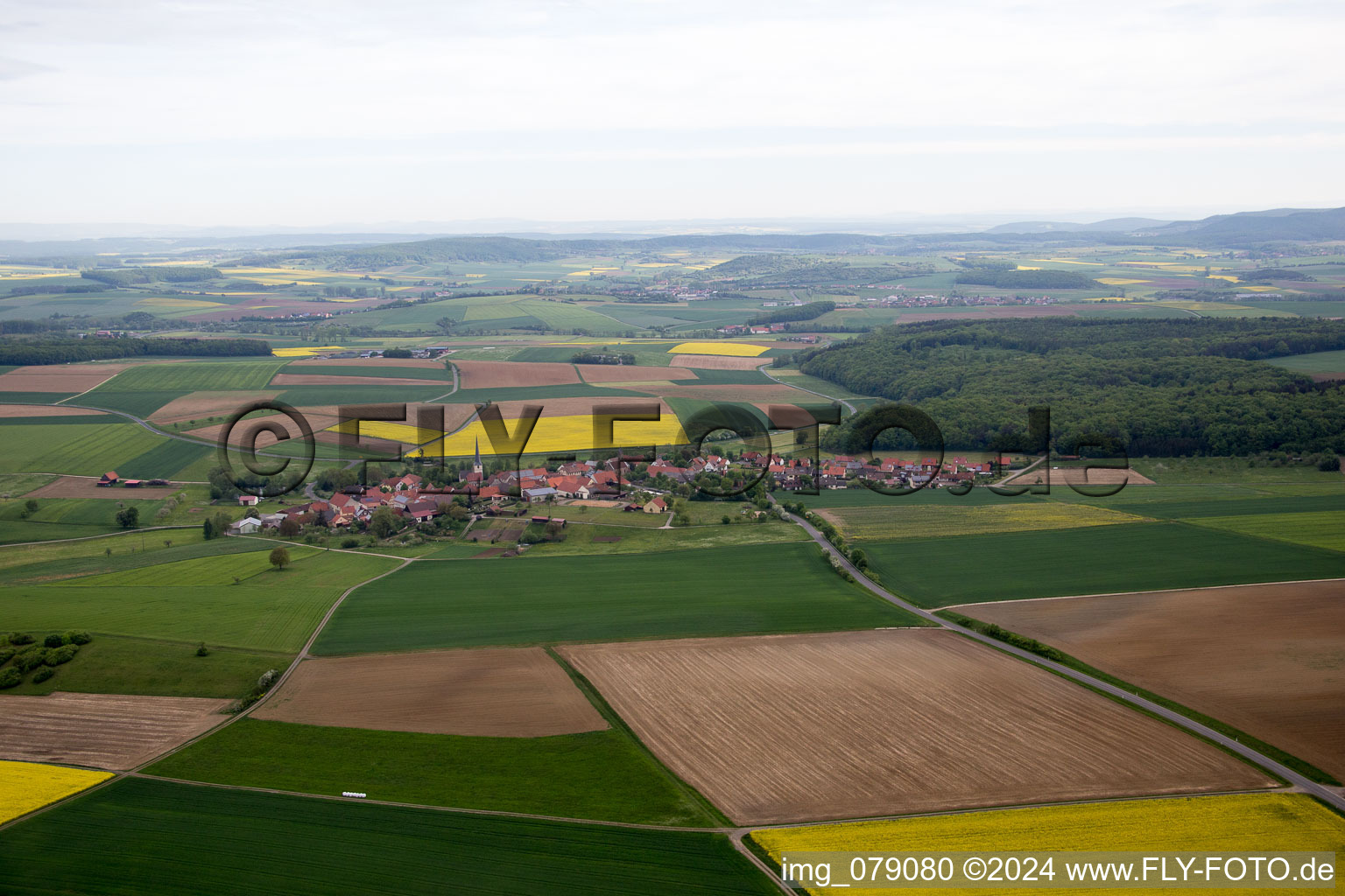 Aerial photograpy of Ellertshäuser Lake in Altenmünster in the state Bavaria, Germany