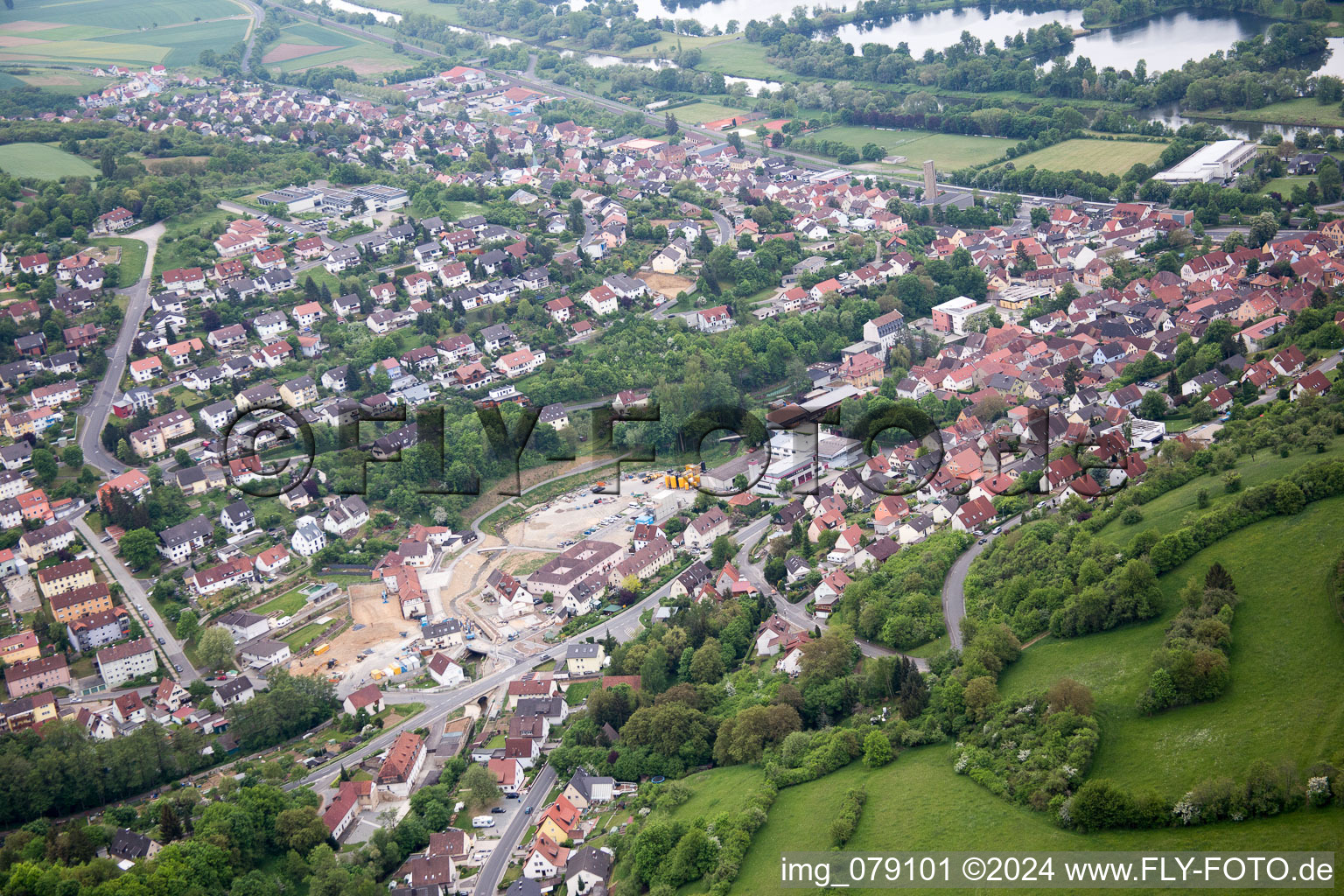 Aerial photograpy of Schonungen in the state Bavaria, Germany