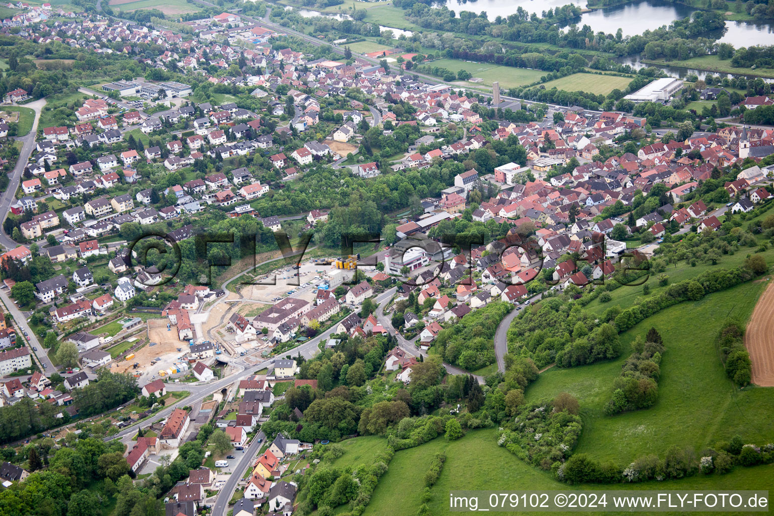 Oblique view of Schonungen in the state Bavaria, Germany