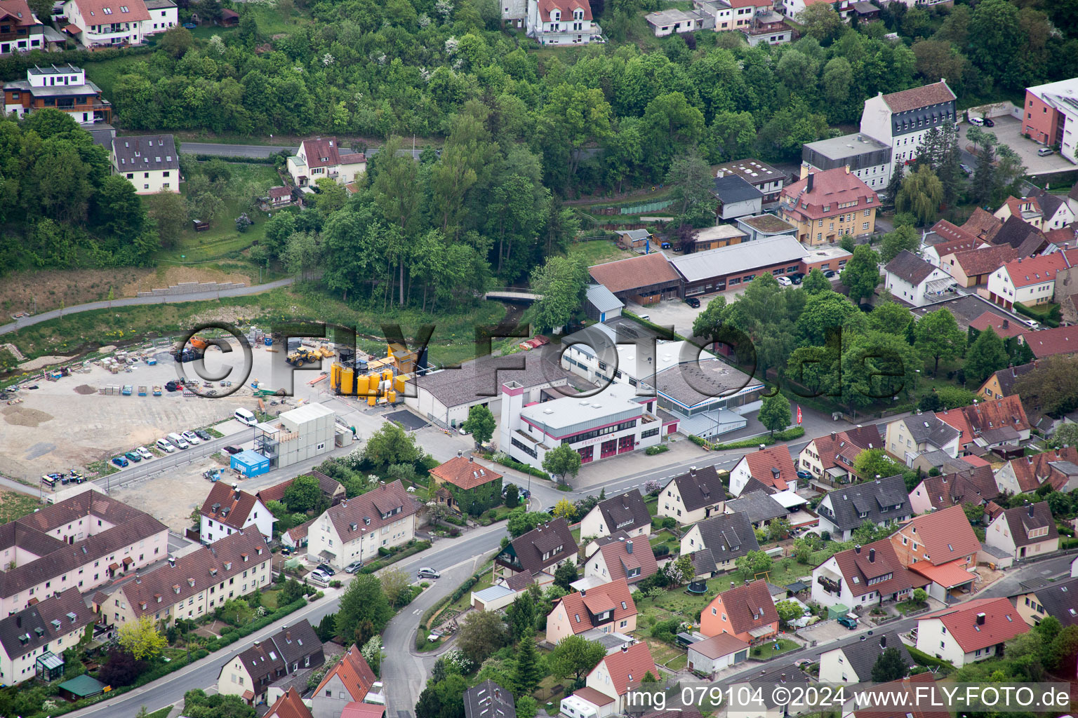 Schonungen in the state Bavaria, Germany from above