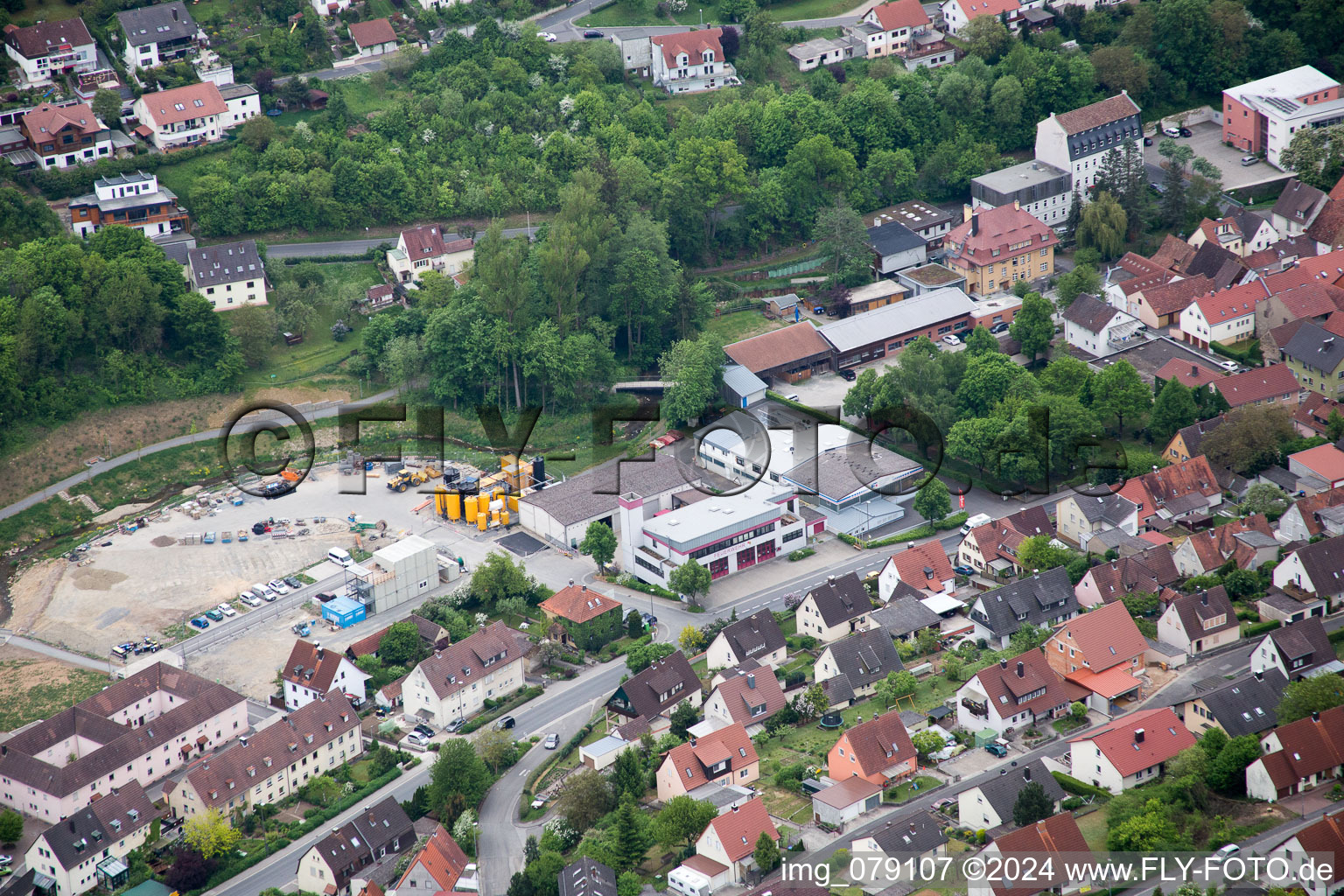 Schonungen in the state Bavaria, Germany seen from above