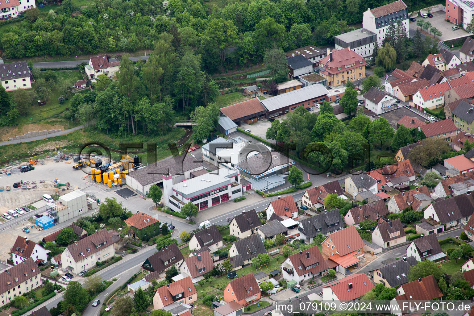 Bird's eye view of Schonungen in the state Bavaria, Germany