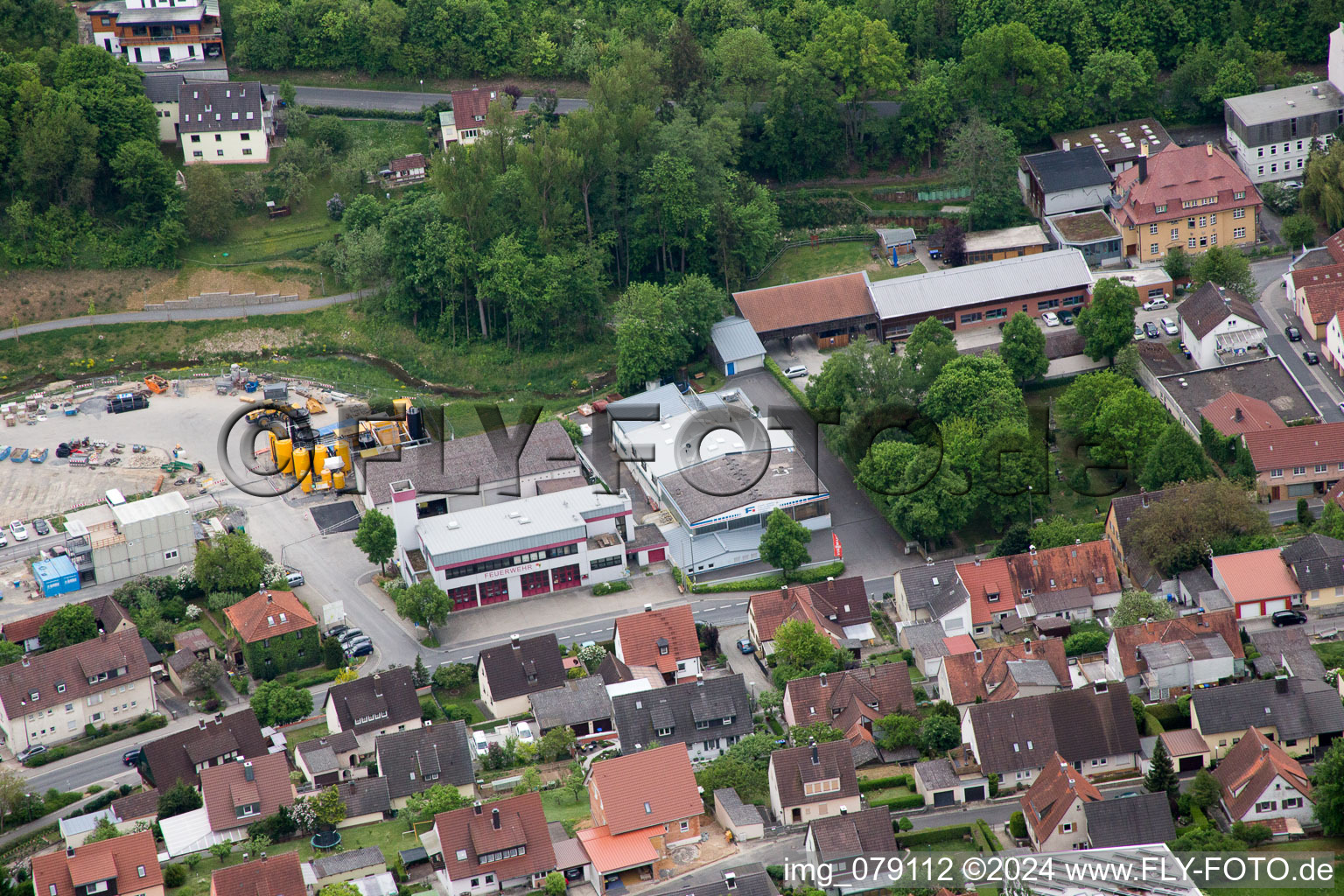 Schonungen in the state Bavaria, Germany viewn from the air