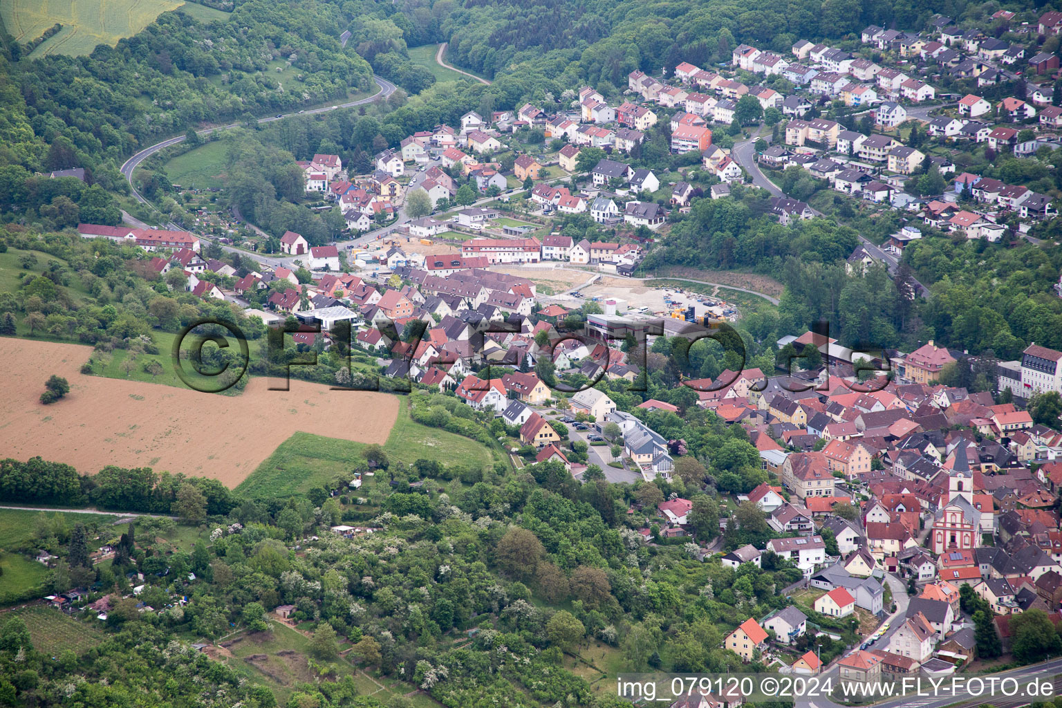 Drone image of Schonungen in the state Bavaria, Germany