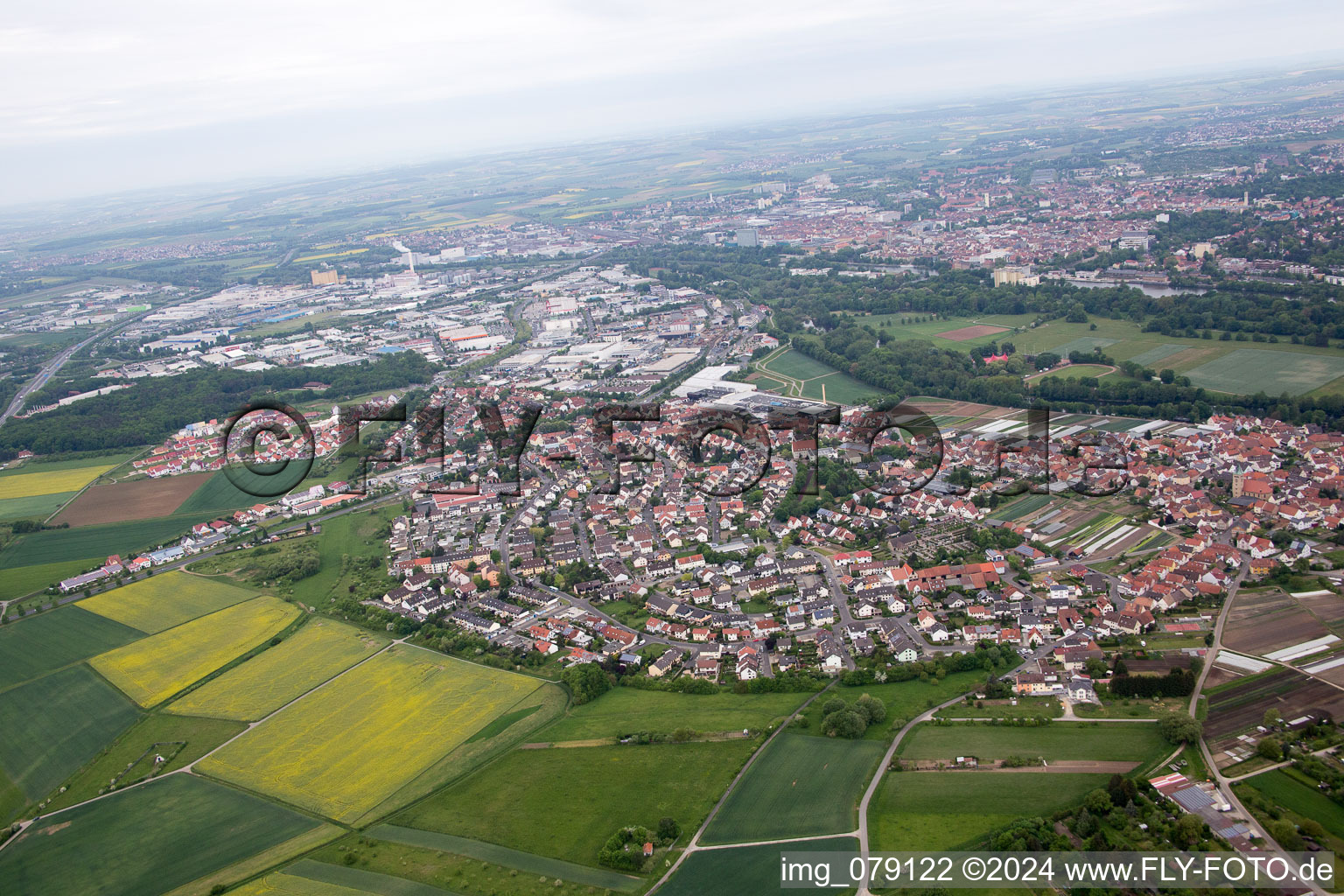 Aerial photograpy of Sennfeld in the state Bavaria, Germany