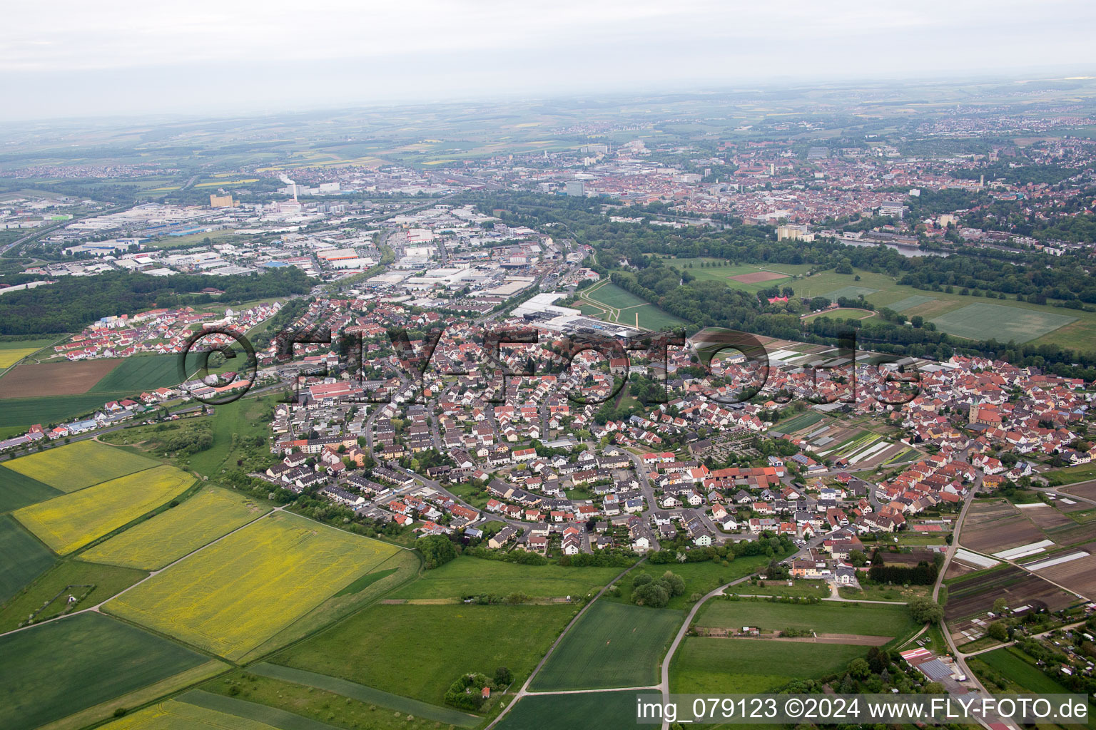 Oblique view of Sennfeld in the state Bavaria, Germany